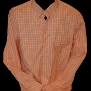 Tommy Bahama  Button Down Button Down Shirt Plaid Orange & White Size: 16 34-35